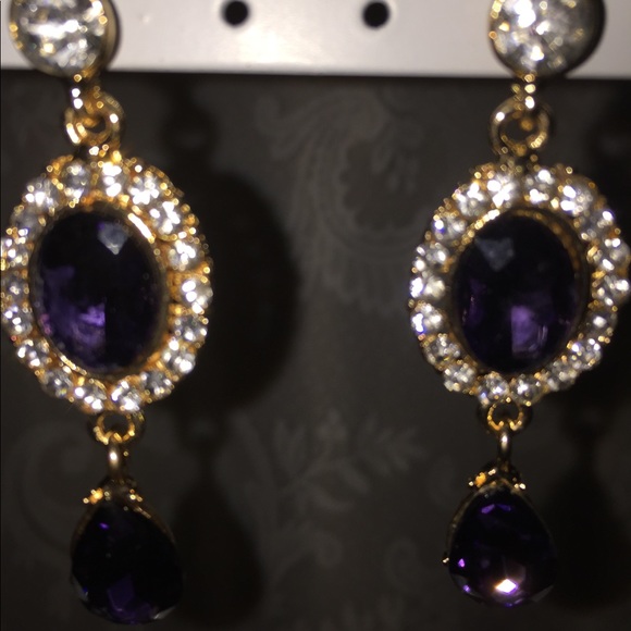 Purple long earrings - Picture 4 of 7